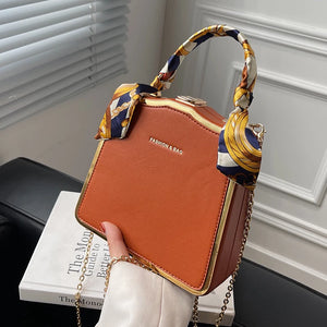 PU Leather Crossbody Sling Bag For Women Handbags With Chain Long Belt