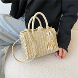 Beach Straw Rattan Crossbody Shoulder Bag Top Handle Handbag