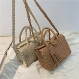Beach Straw Rattan Crossbody Shoulder Bag Top Handle Handbag