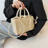 Beach Straw Rattan Crossbody Shoulder Bag Top Handle Handbag