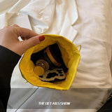 Square Faux Leather Crossbody Bag Chain Strap Drawstring Shoulder Bag