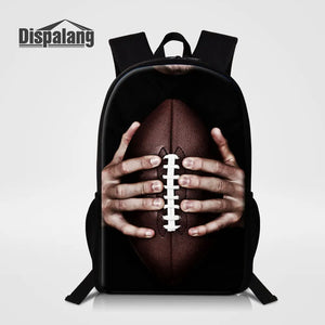 Boy Football Rugbyball Print School Backpack Men Shoulder Bag
