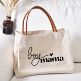 Custom Boy Mama Tote Bag Baby Shower Mom Canvas Beach Shopping Travel Lunch Bag