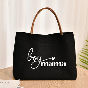 Custom Boy Mama Tote Bag Baby Shower Mom Canvas Beach Shopping Travel Lunch Bag
