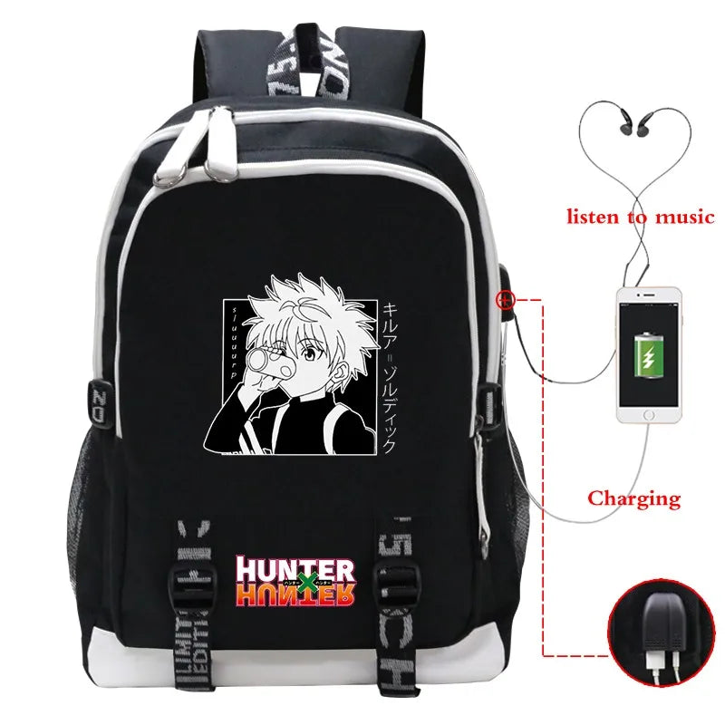 Hunter X Hunter Anime Backpack USB Charging School Bag