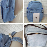 Vintage Washed Denim Jean School Bag Travel Backpack