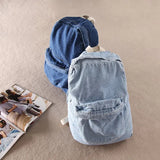 Vintage Washed Denim Jean School Bag Travel Backpack