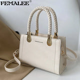 Small Braided Shopper Tote Bag Women's Crossbody Shoulder Bag