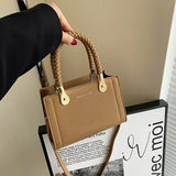 Small Braided Shopper Tote Bag Women's Crossbody Shoulder Bag
