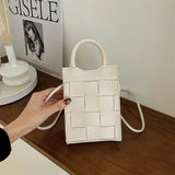 Braided Cell Phone Bag Female Spring Handheld Square Bag