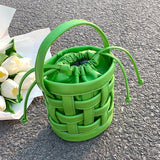 Braided Tote Bucket Bag Small Shoulder Messenger Bag