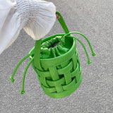 Braided Tote Bucket Bag Small Shoulder Messenger Bag