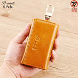 Men's Leather Key Case Zipper Wallet Car Key Holder