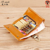 Men's Leather Key Case Zipper Wallet Car Key Holder