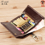 Leather Key Case Men Car Key Holder Zipper Wallet Top Male Man Housekeeper
