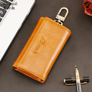 Men's Leather Key Case Zipper Wallet Car Key Holder