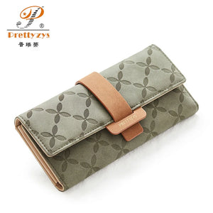 Flower Long Wallet PU Leather Women Wallets Purse Trifold Clutches