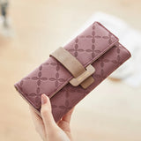 Flower Long Wallet PU Leather Women Wallets Purse Trifold Clutches