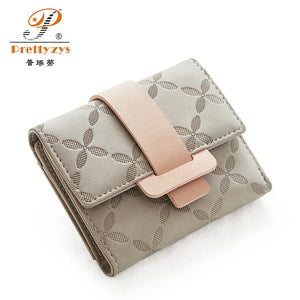 Flower Short Wallet Women PU Leather Female Wallets Purse