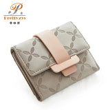Flower Short Wallet Women PU Leather Female Wallets Purse