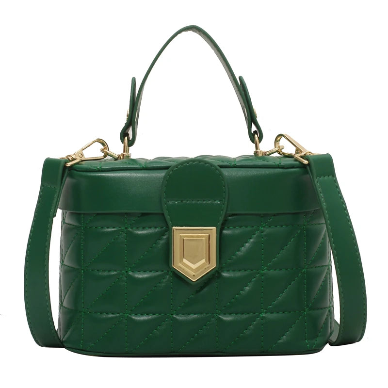 Quilted Box Handbag Vintage Clutch Purse High Leather Top Handle
