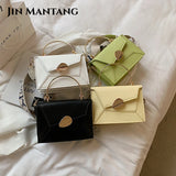 Women's PU Leather Crossbody Bag with Metal Short Handles