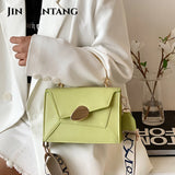 Women's PU Leather Crossbody Bag with Metal Short Handles