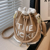 Vintage Women Shoulder Crossbody Bag Lambswool Edged Handbag