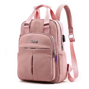 Casual Nylon Women Backpack High School Bag Multi-pocket Travel Bag