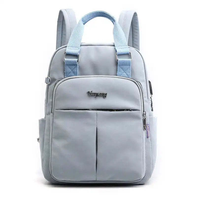 Casual Nylon Women Backpack High School Bag Multi-pocket Travel Bag