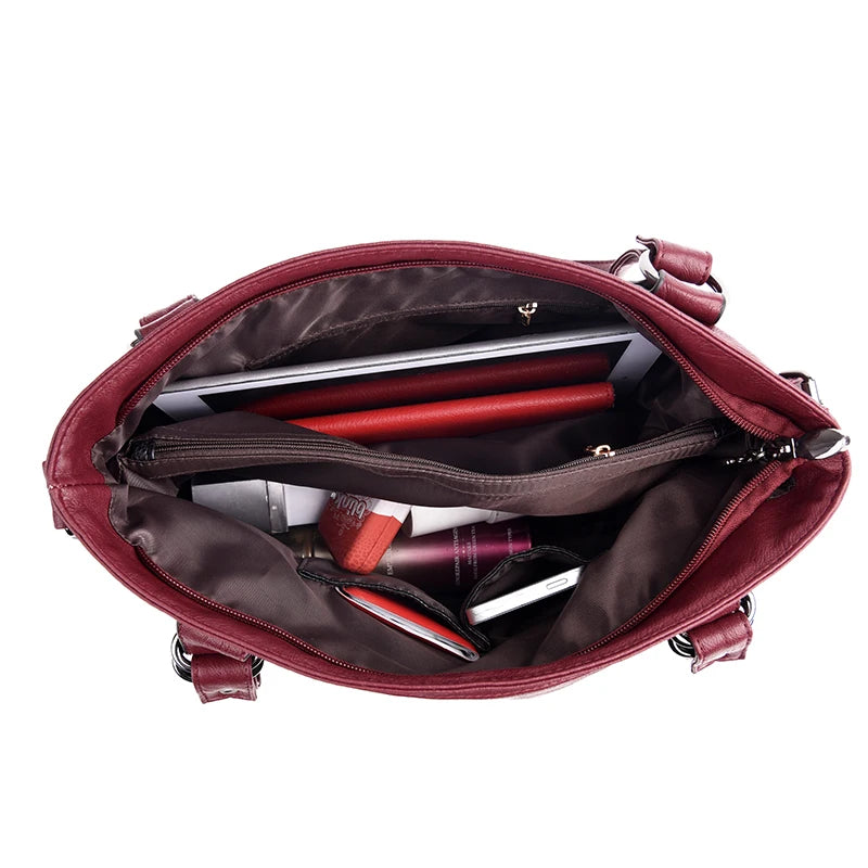Casual Leather Clutch Women Zipper Soft Handbag Solid Shoulder Bags Pu