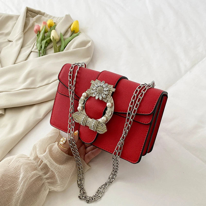 Small Crossbody Bag Chain Shoulder Purse High PU Leather Handbag