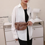 Chain Women's Fanny Pack Grid Leather Waist Bag Shoulder Crossbody Chest Bags