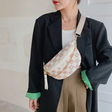 Chain Women's Fanny Pack Grid Leather Waist Bag Shoulder Crossbody Chest Bags