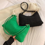 Crescent Shoulder Bag Top Cotton Fabric Purses Handbags Striped Tote