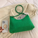 Crescent Shoulder Bag Top Cotton Fabric Purses Handbags Striped Tote