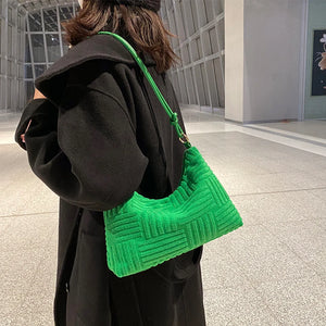 Crescent Shoulder Bag Top Cotton Fabric Purses Handbags Striped Tote