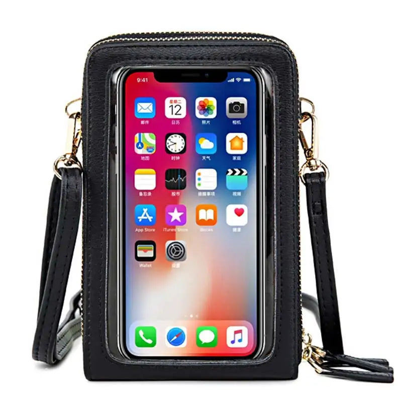 Mini Leather Crossbody Cellphone Wallet for Women