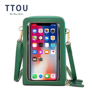 Mini Leather Crossbody Cellphone Wallet for Women