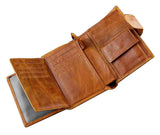 Genuine Leather Hasp Wallet Men Brown