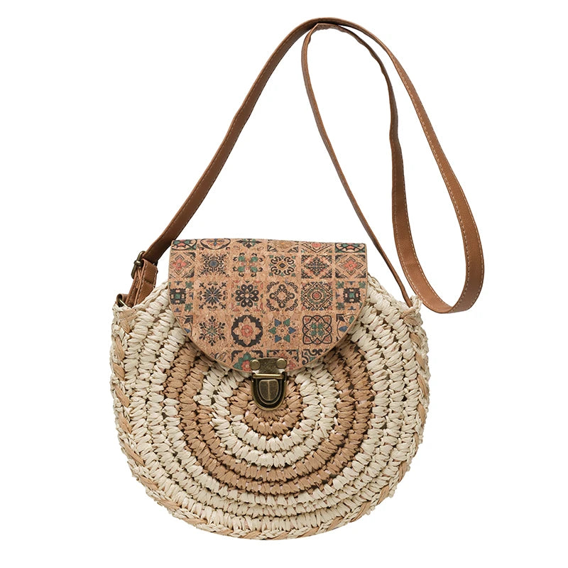 Straw Women Shoulder Crossbody Bags Handbag Purses Woven Beach Ladies Travel Bag