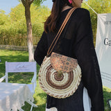 Straw Women Shoulder Crossbody Bags Handbag Purses Woven Beach Ladies Travel Bag