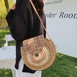 Straw Women Shoulder Crossbody Bags Handbag Purses Woven Beach Ladies Travel Bag