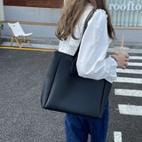 Large Capacity Bucket Shoulder Bag PU Leather Totes