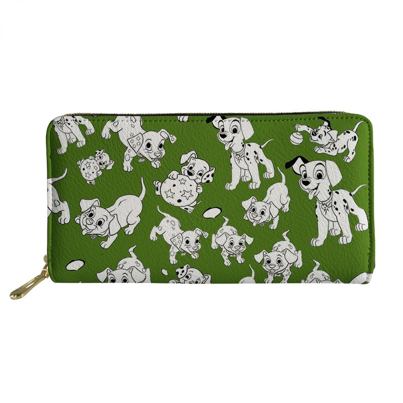 Funny Dalmatian Dog Pattern Leather Women Wallet Clutch