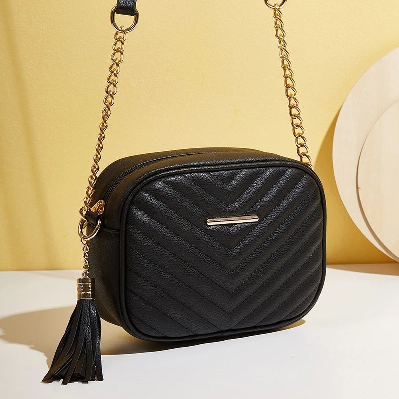 Quilted Shoulder Crossbody Bags Tassel Messenger Bags Small Chain Handbags
