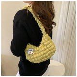 Canvas Crossbody Bag Half Moon Handbag for Women