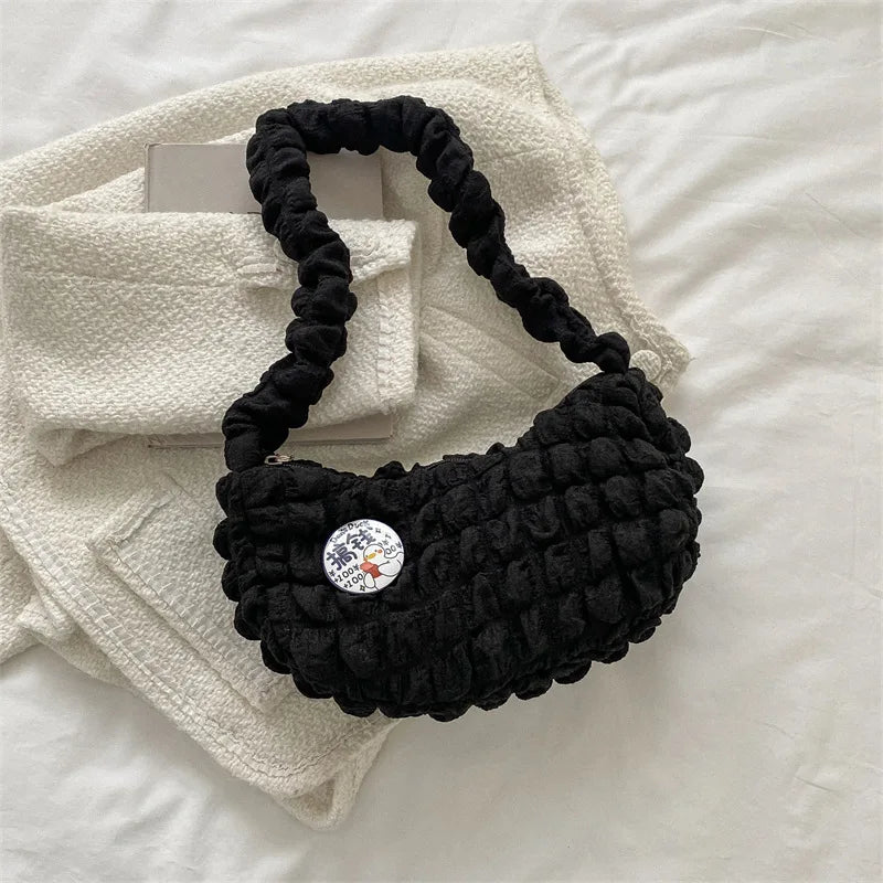 Canvas Crossbody Bag Half Moon Handbag for Women