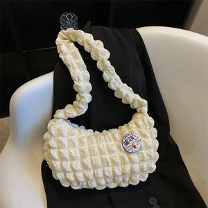 Canvas Crossbody Bag Half Moon Handbag for Women