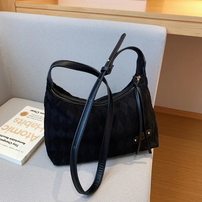 Canvas Women's Shoulder Bag Crossbody Half Moon Handbag
